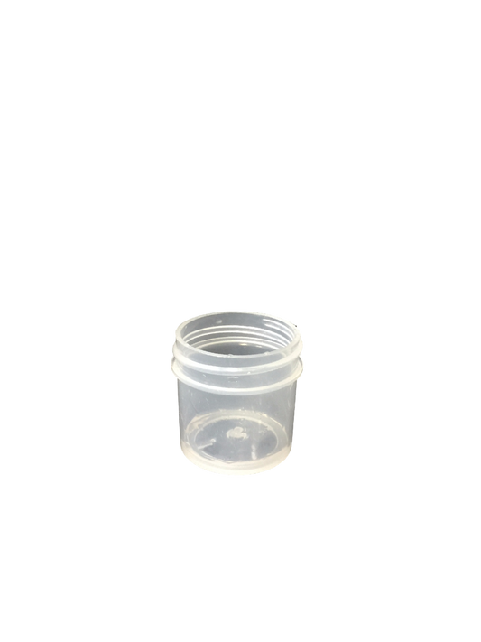 1.5 oz jar in clarified polypropylene with a 38/400 neck in natural