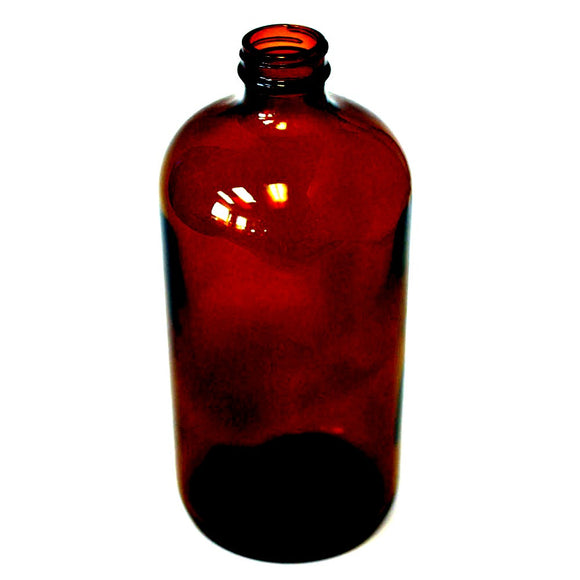 16 oz Boston Round bottle Amber glass with 28/400 neck