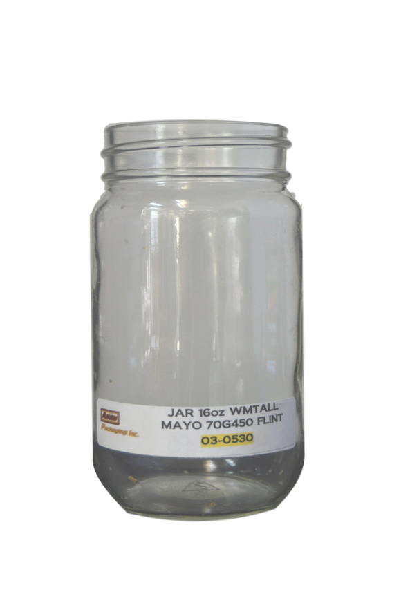 16 oz Flint Glass Mason Jars 70/450 (Bulk), Caps NOT Included
