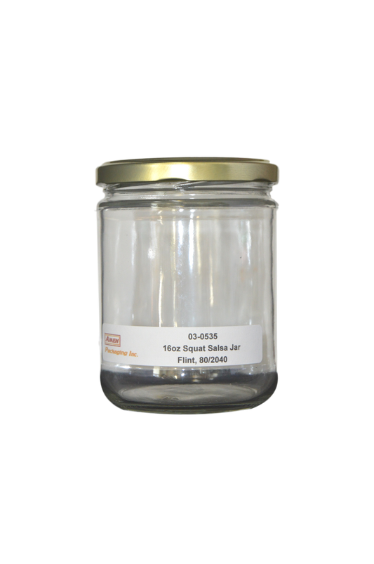 16 oz squat salsa jar flint glass 82-2040