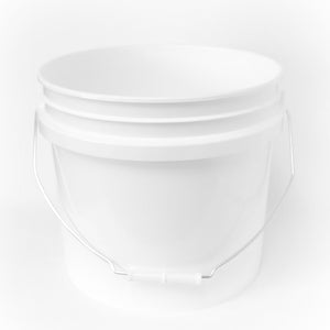 Two  gallon HDPE plastic pail white