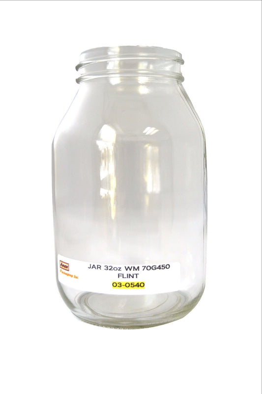 32 oz wide mouth Flint (clear) glass jar 70G 450
