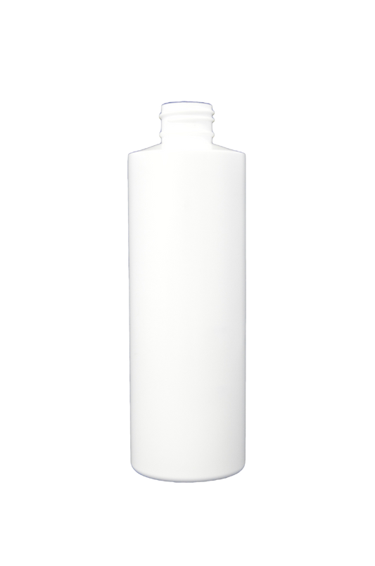 Bottle 8 oz cylinder round HDPE 24/410 white