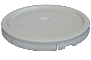 Five gallon HDPE plastic pail cover tear tab white with reike spout