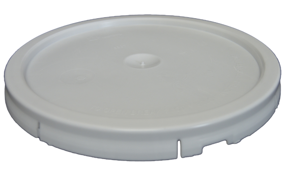 Five gallon HDPE plastic pail cover tear tab white with reike spout