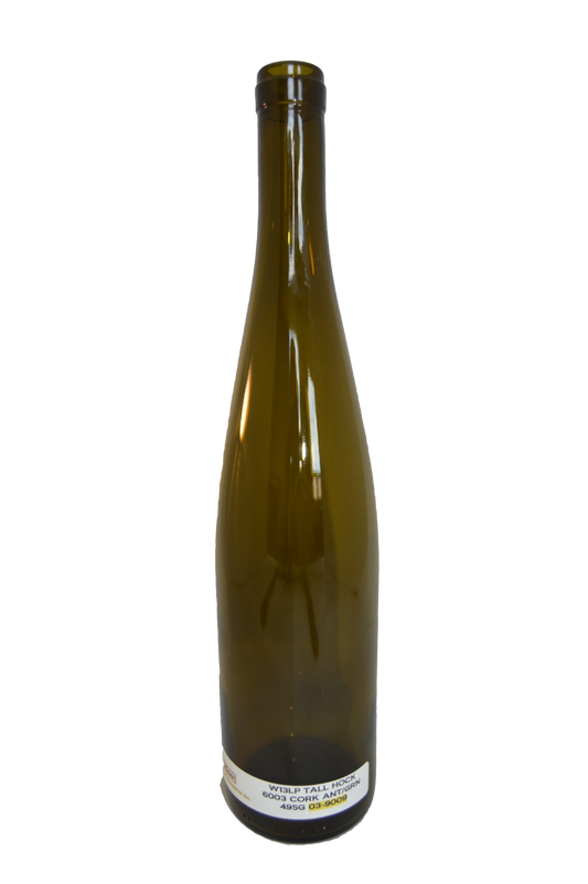 Tall Hock Flat Bottom 750 ML Antique Green Cork Finish W13LP  (Case of 12)