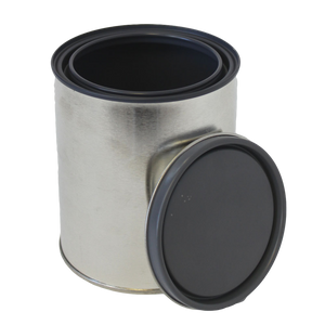 Quart tin paint can lined with plug