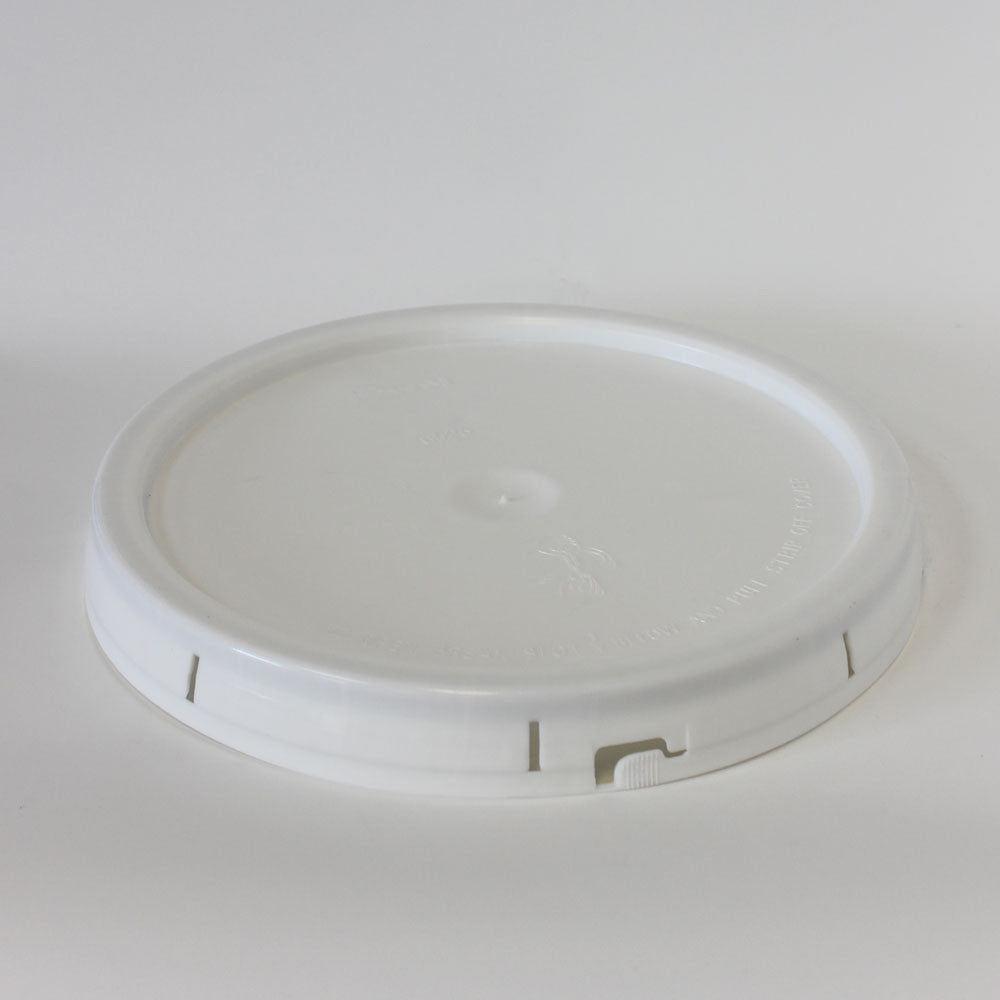 Five gallon HDPE plastic pail cover tear tab white with reike spout