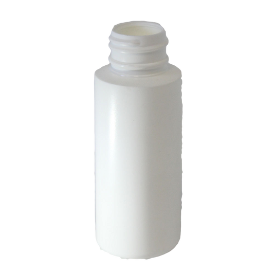 2 oz cylinder round bottle with a 24/410 neck HDPE in white