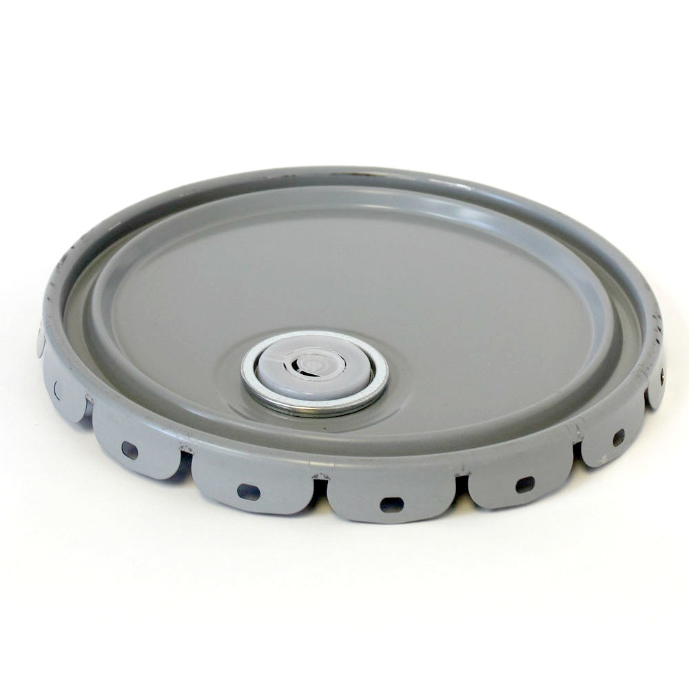 5 gallon steel pail cover buff  lined  in grey 24 gauge with reike spout